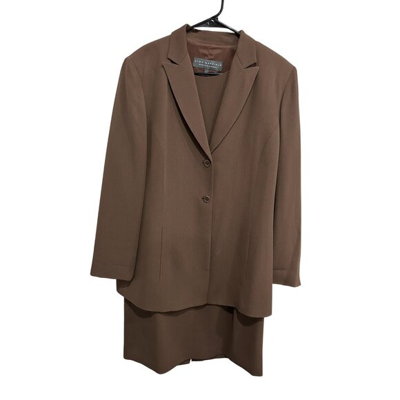 Alex Garfield Brown Womens Two-Piece Suit Size 12 Blazer Skirt - Picture 1 of 13